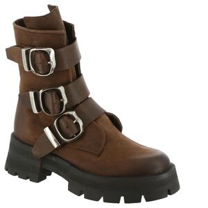 Steve Madden Roland Dark Brown Triple Buckle Combat Boots